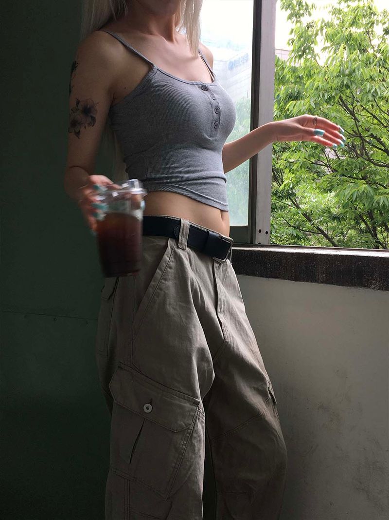 Henley ribbed sleeveless(3color)