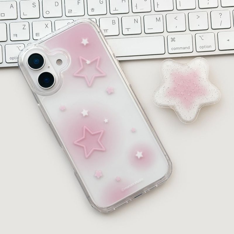 [Gel-hard] Starry night Phone case (Pink) (only case)