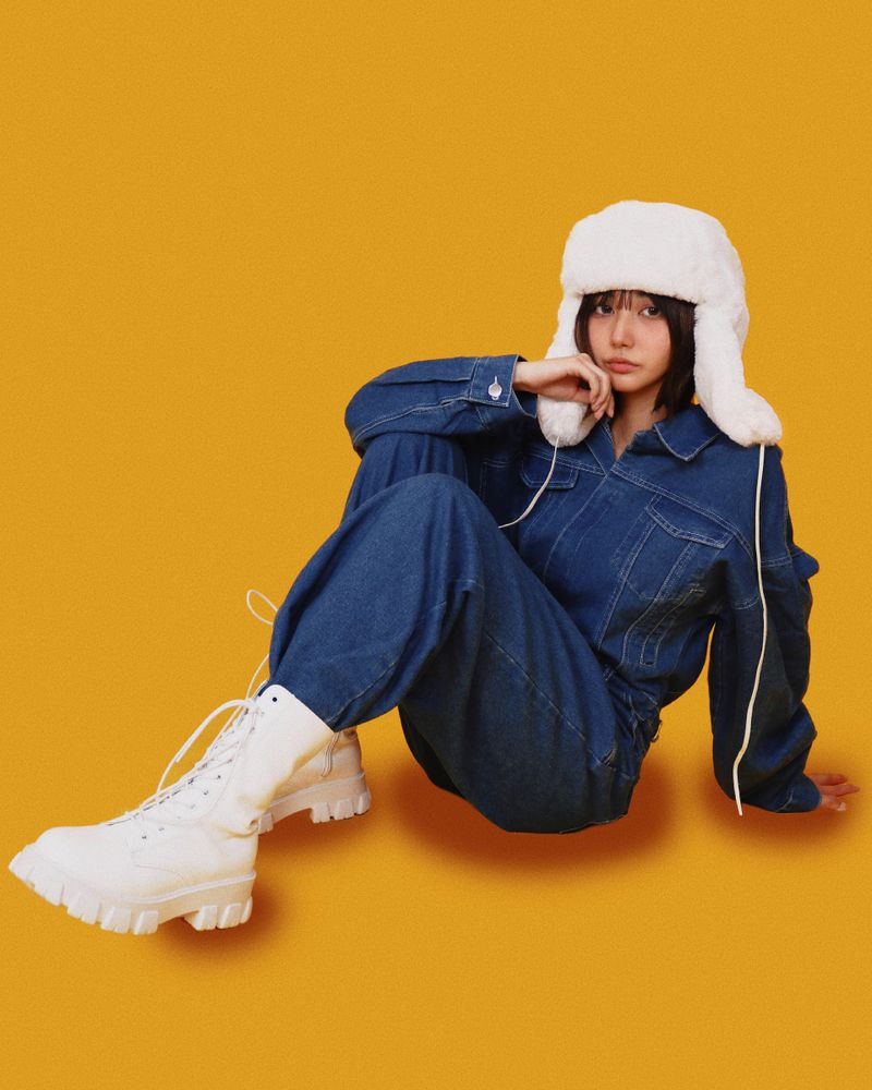 mush over denim jumpsuit