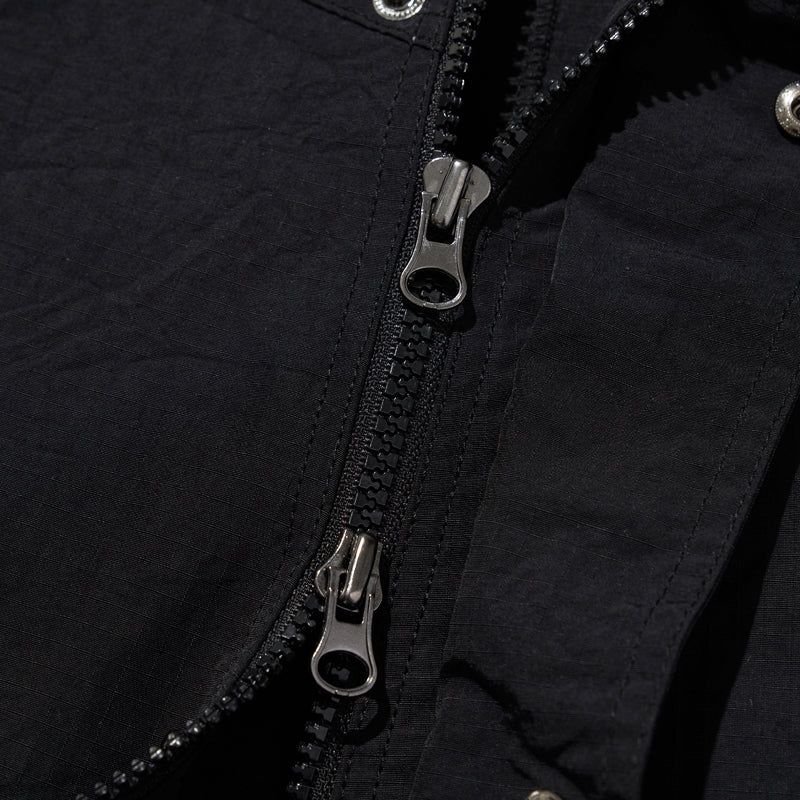 RIPSTOP 2WAY ZIP-UP JACKET [BLACK]