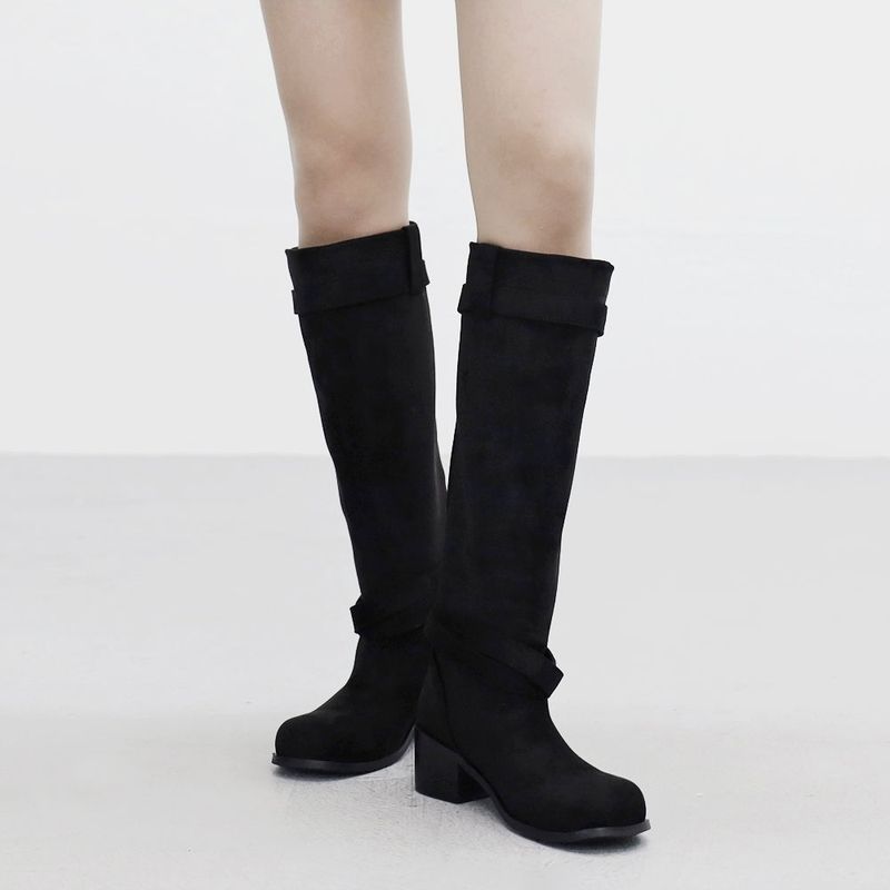 Demin Belt Suede Boots