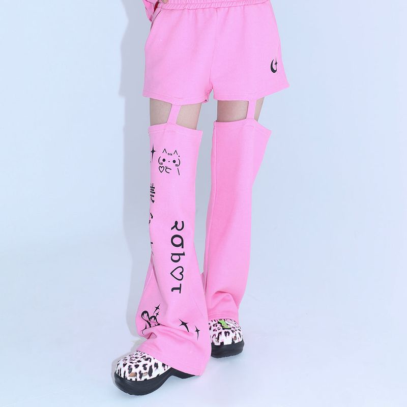 0 7 cut out emoji pants - PINK