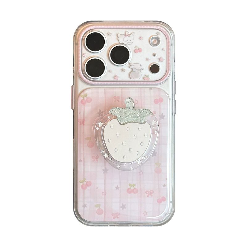 Maison De Theca（メゾン デ テカ）の「ピンク チェック ストロベリー ミラー マグネティック iPhone ケース（スマホグッズ/小物）」