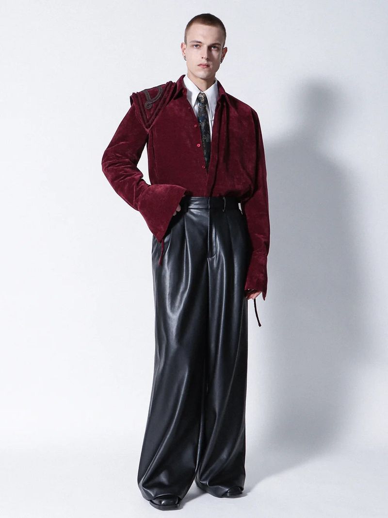 Vegan Leather Wide Leg Pants