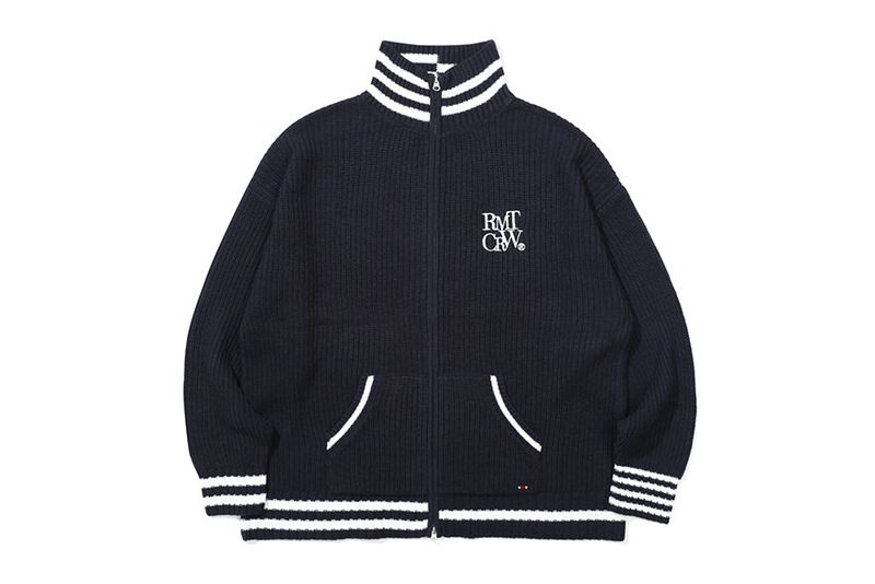 HEAVY GAUGE KNIT ZIP UP_NAVY