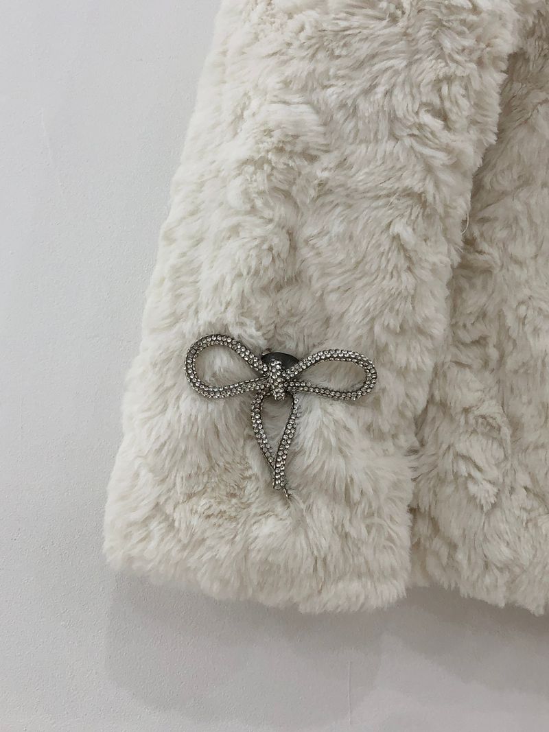Vintage Creamy Ribbon Fur Jacket