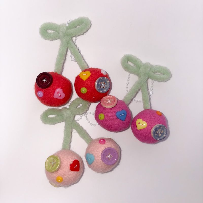 【MADE】BUTTON CHERRY KEYRING-PINK