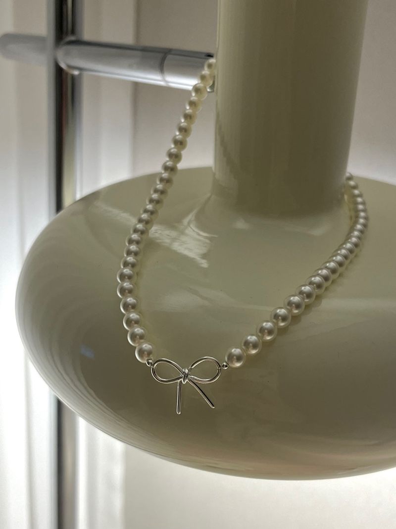 (silver925) Ribbon pearl necklace