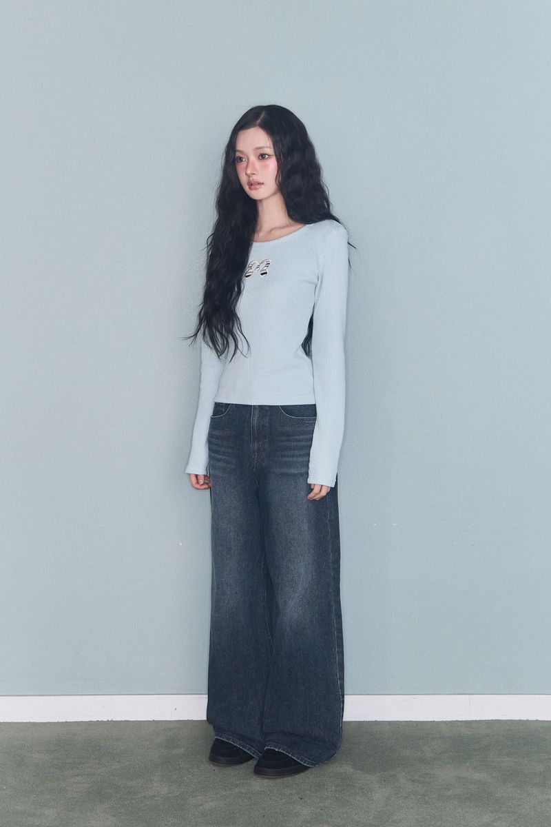 STITCH LINE WIDE DENIM PT DARK NAVY