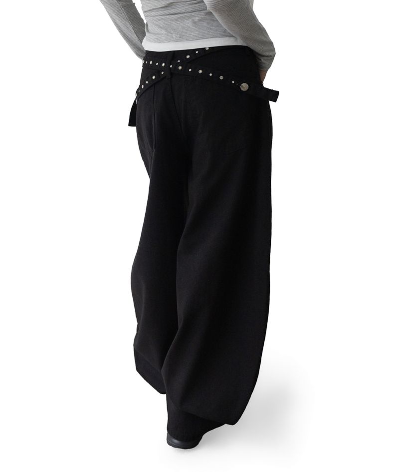 Zelda Studded Strap-Detail Cotton Pants