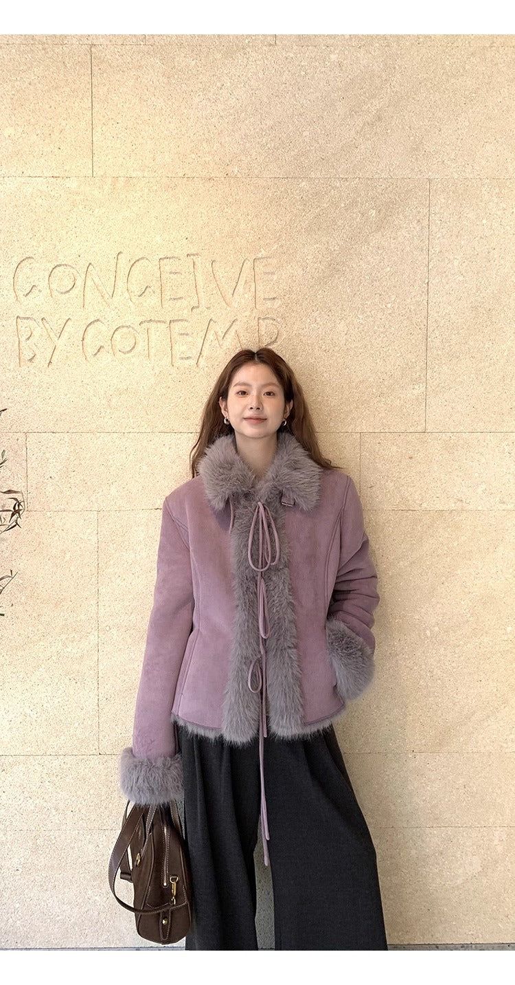 Lavender Mink Strap Mustang Jacket