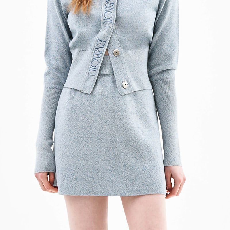 WOOL FITTED KNIT MINI SKIRT - LIGHT BLUE