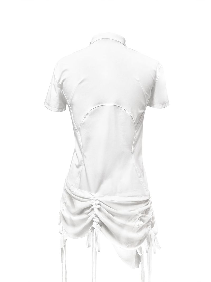  CURVED ZIP-UP SHIRT WITH LAYER . WHITE
