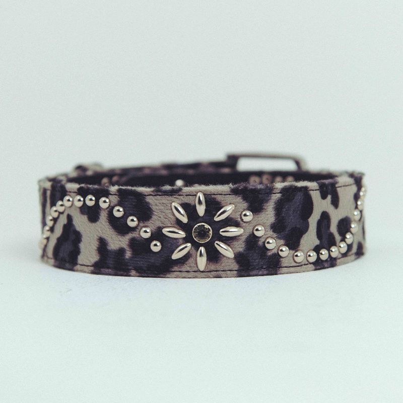 nsn leopard studs belt -gray-