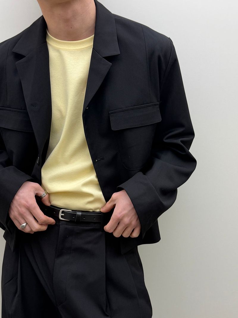 [SET UP가능] Two pocket crop jacket(2color)