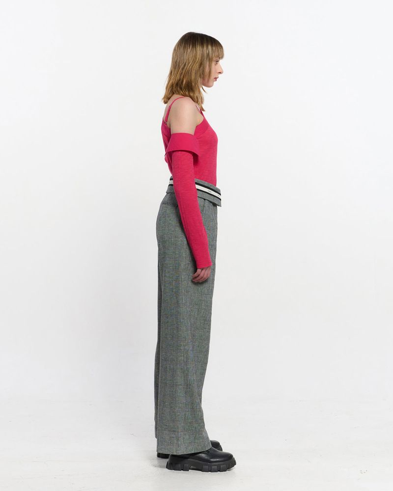 Fold Over Wide Slacks _ GREY