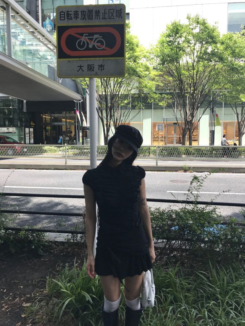 City Class Sheer Shirring HAlf Shirt& Skirt SET 