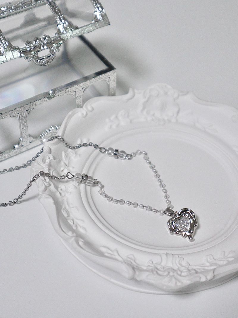 mood heart crystal necklace