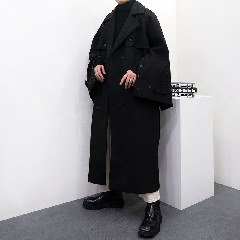 SK Button slit wool robe long coat (3 colors)