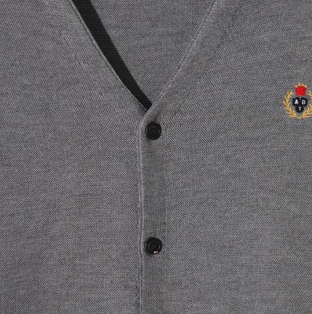 Clash waffle embroidery v-neck cardigan