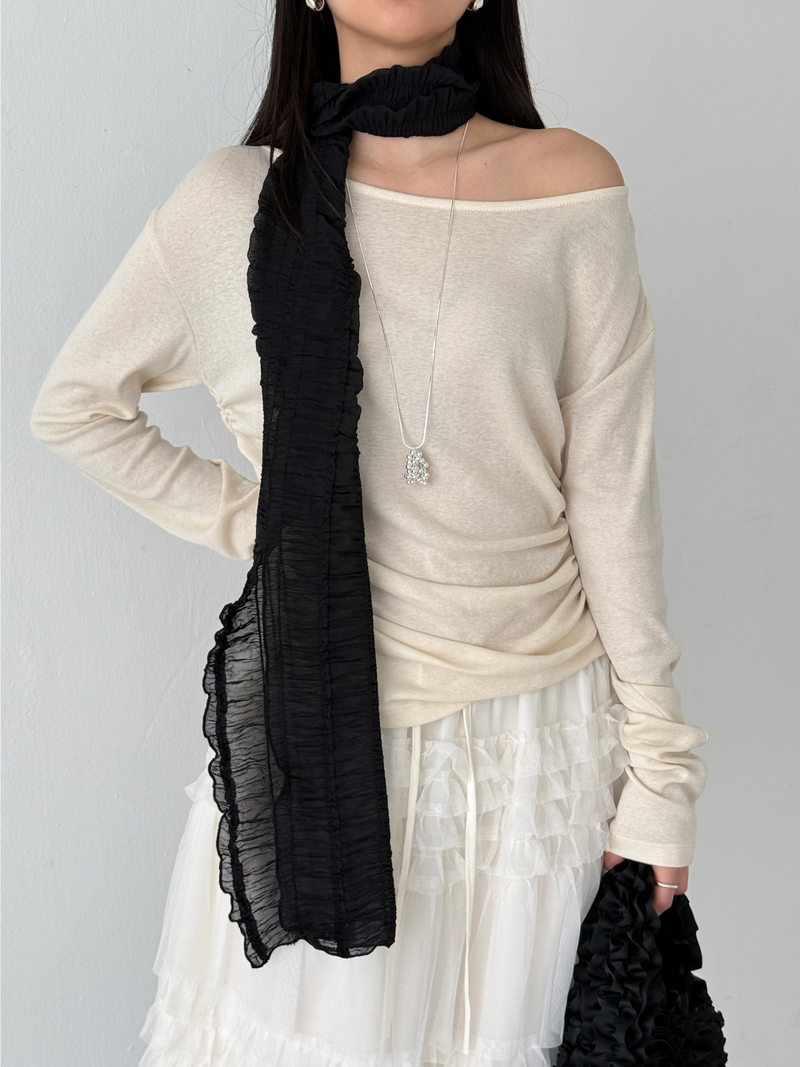 crinkled veil scarf (2color)