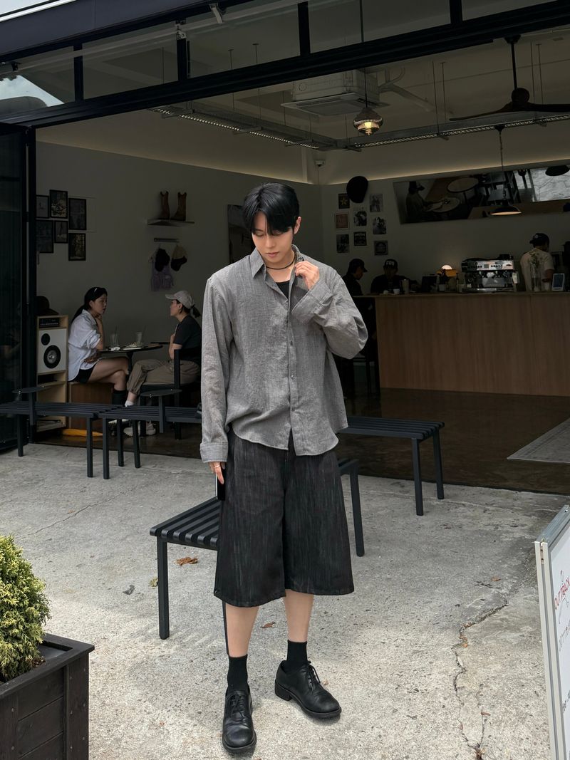 Mist checkered long sleeve shirt
