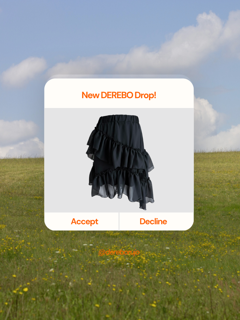 satin chiffon frill midi skirt