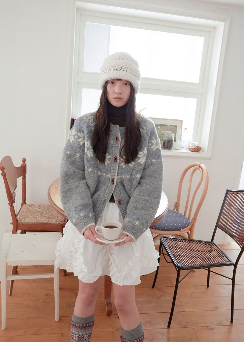 Stripe Fur Beanie - Cream