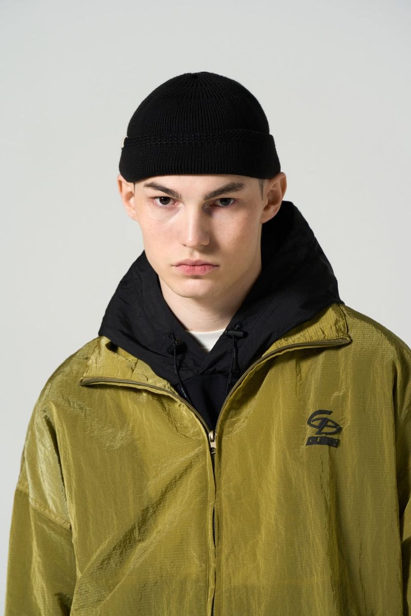 NYLON COLLAR WINDBRAKER - OLIVE