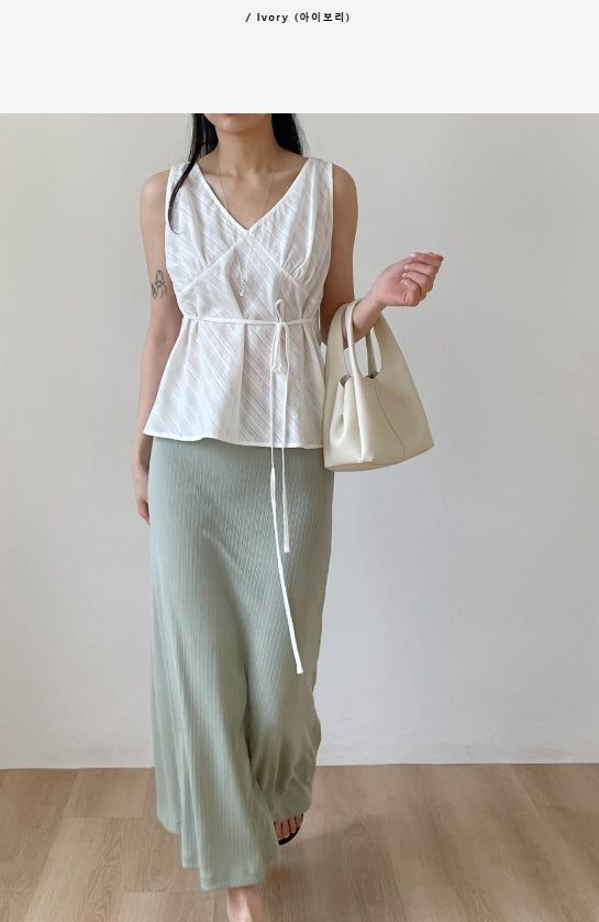 Hachi Shirred Strap Sleeveless Blouse