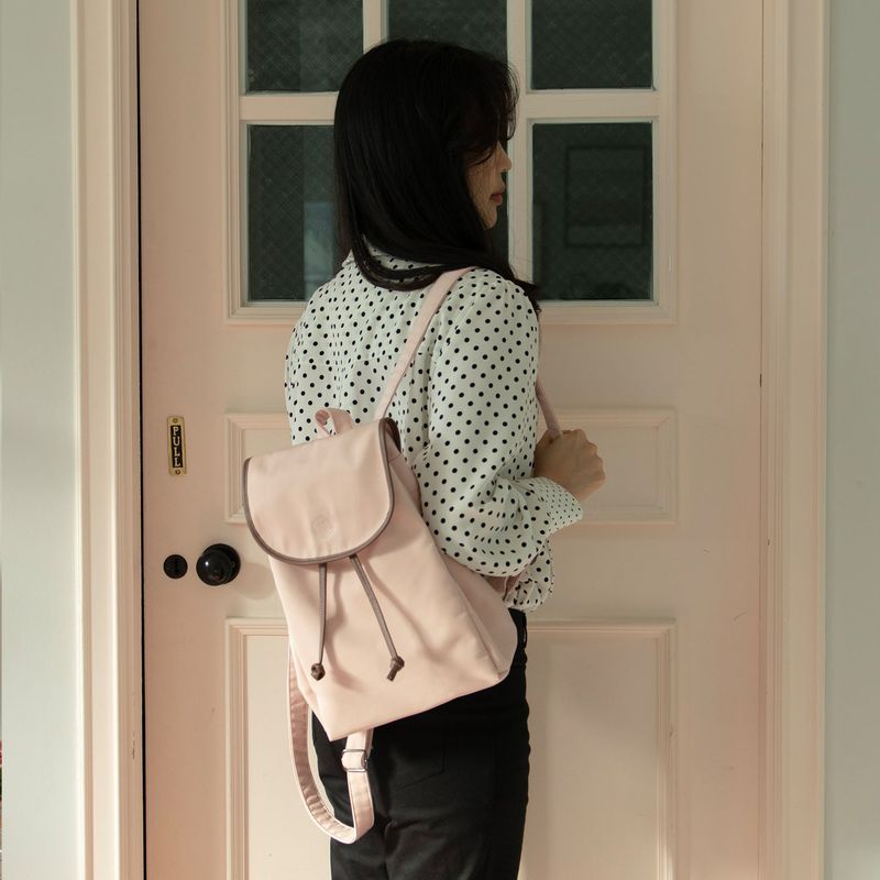 nylon backpack_baby pink