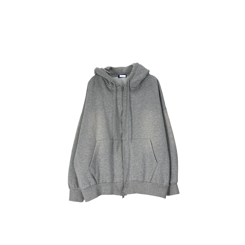 cat brush fleece hood zip-up