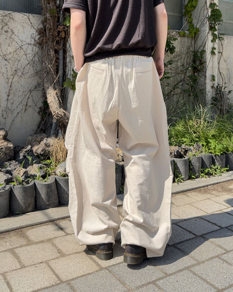 Aven Linen Two-Tuck Wide Pants