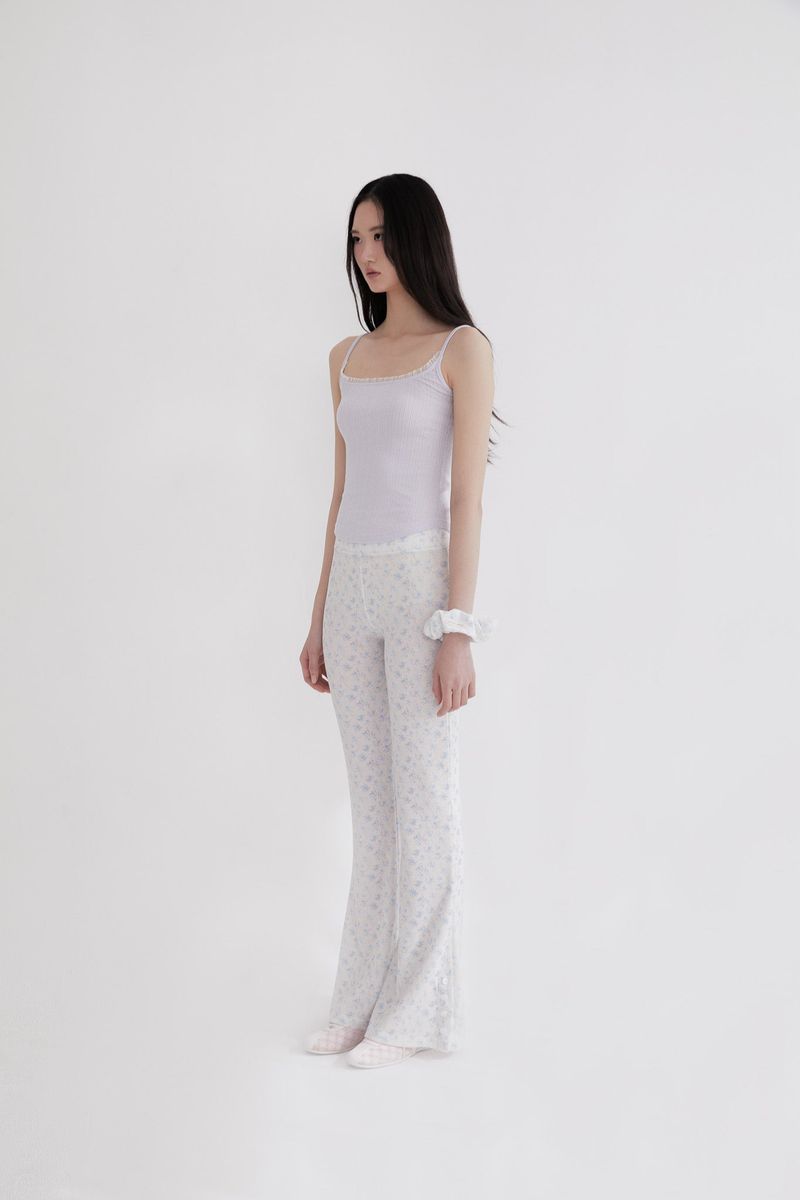 Flower Button bootcut pants (BLUE)