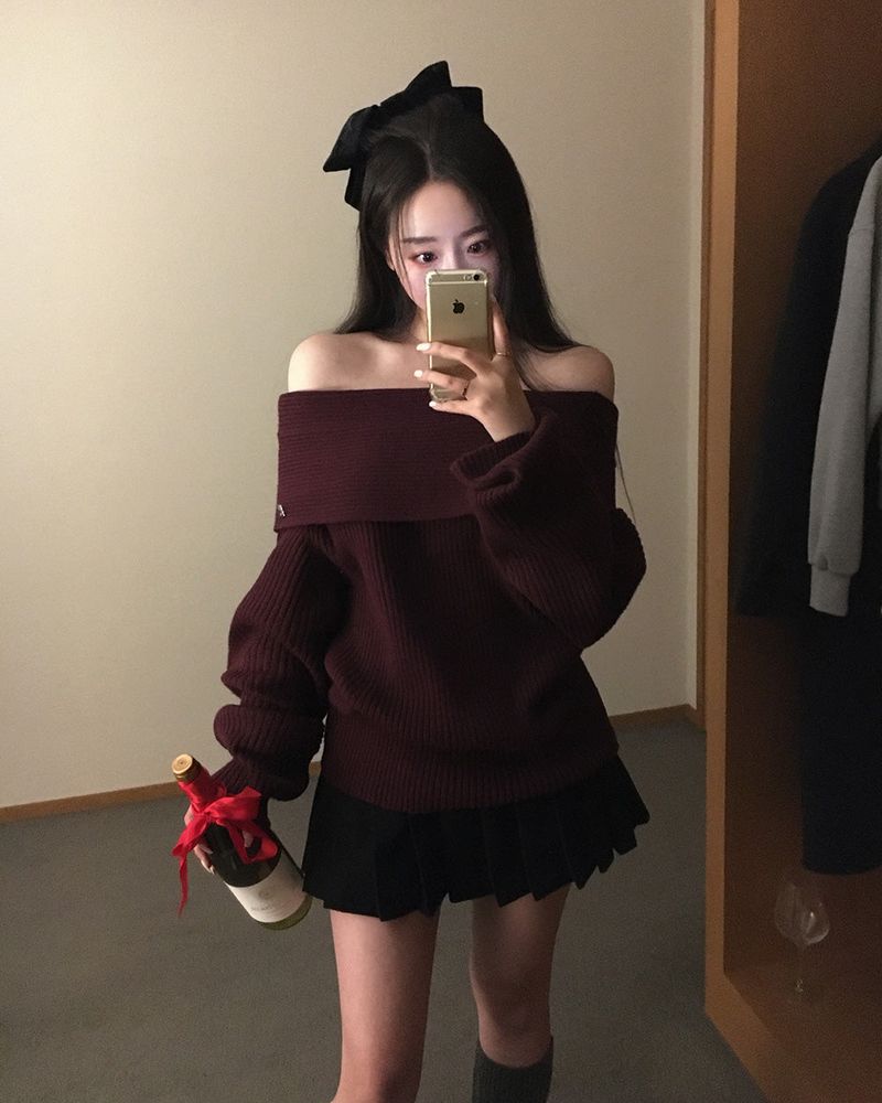 [ORIGINAL] DARE Off-Shoulder Rib Knit