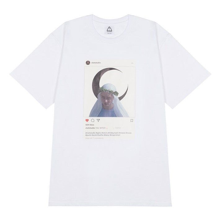 0 0 instagram half t-shirt - WHITE