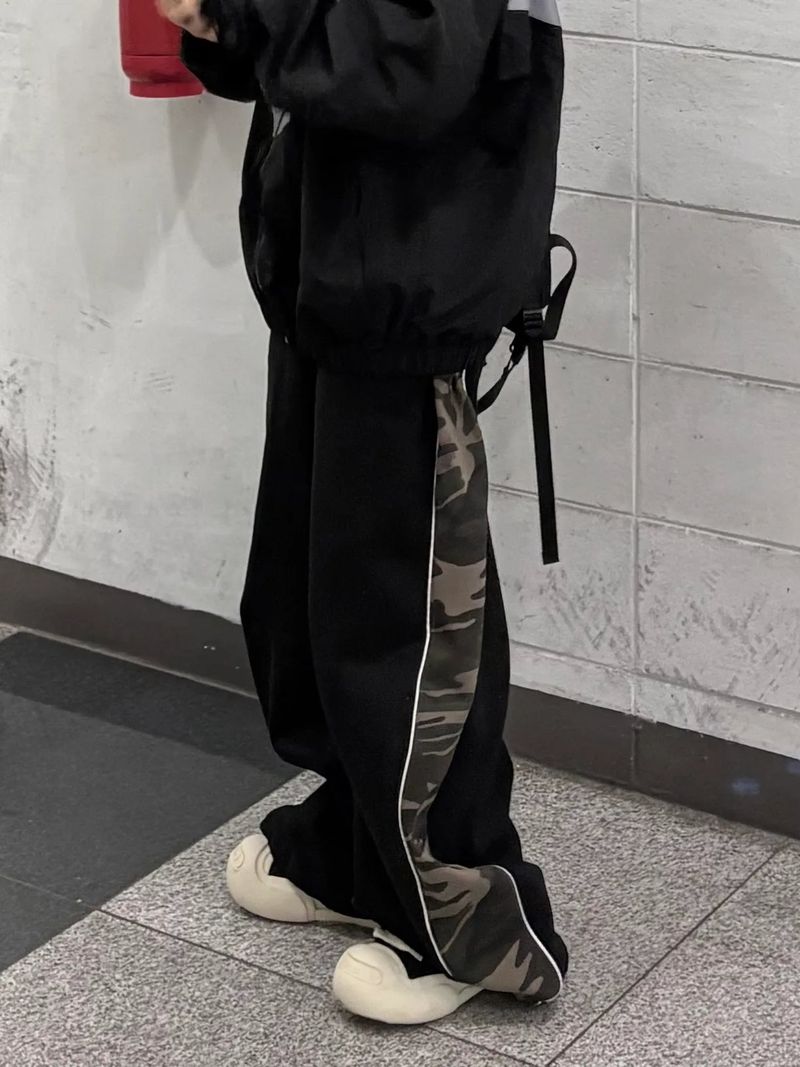 camo panel piping sweatpants