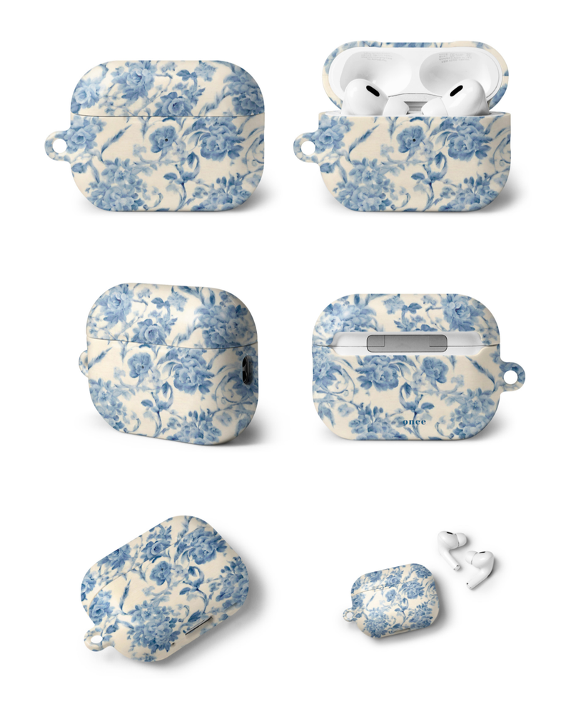 [Matte] AirPods Case Vintage Flower Blue