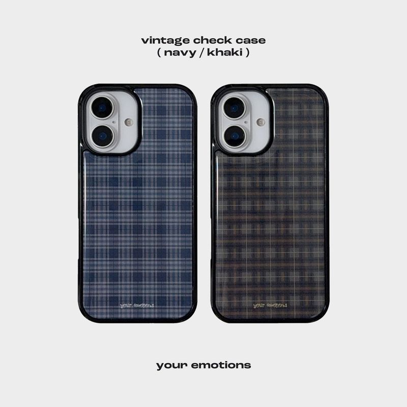 your emotions(ユアーイモーション)の「vintage check case (khaki, navy)(Smartphone Accessories)」