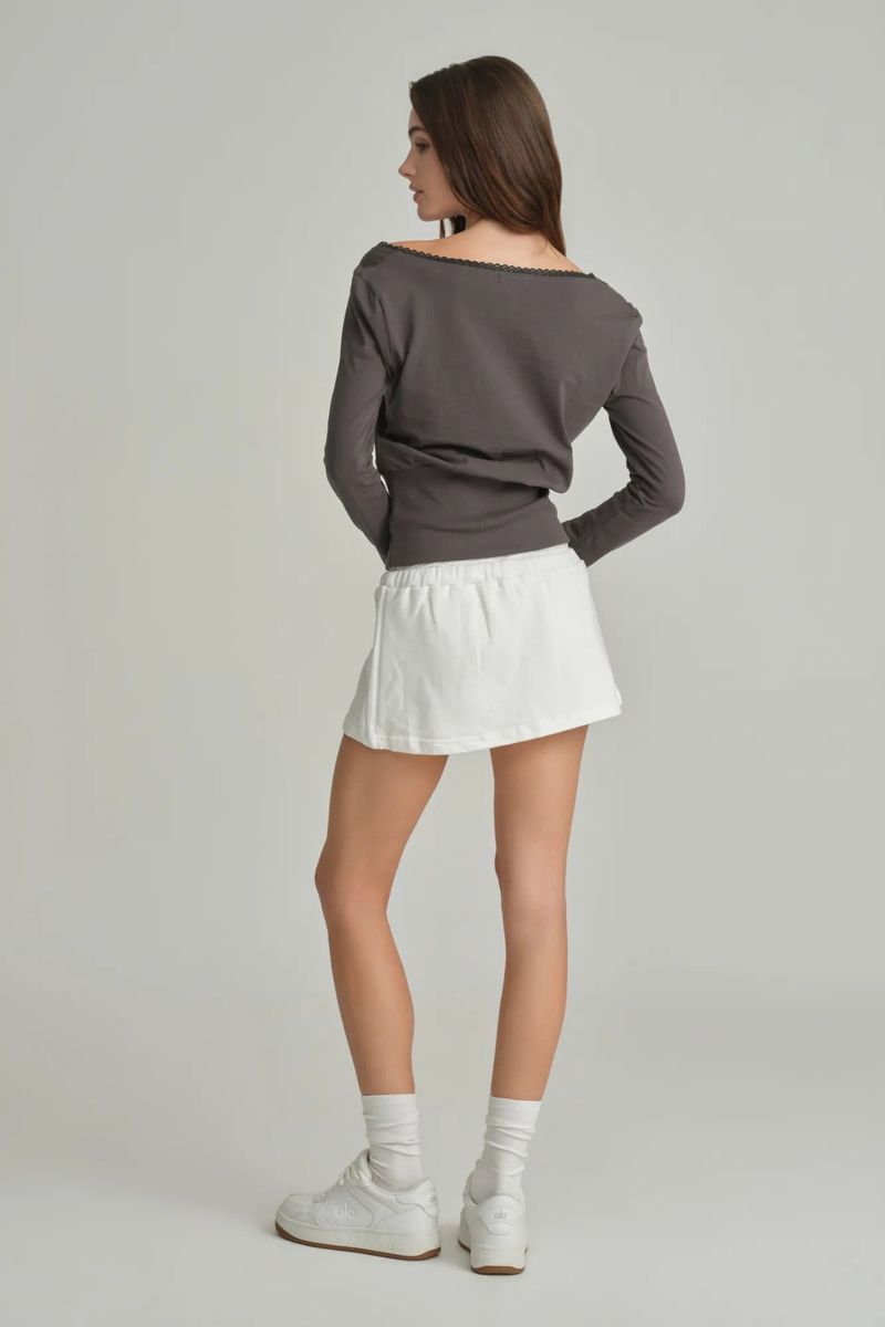 Hazel eyelet top, Charcoal