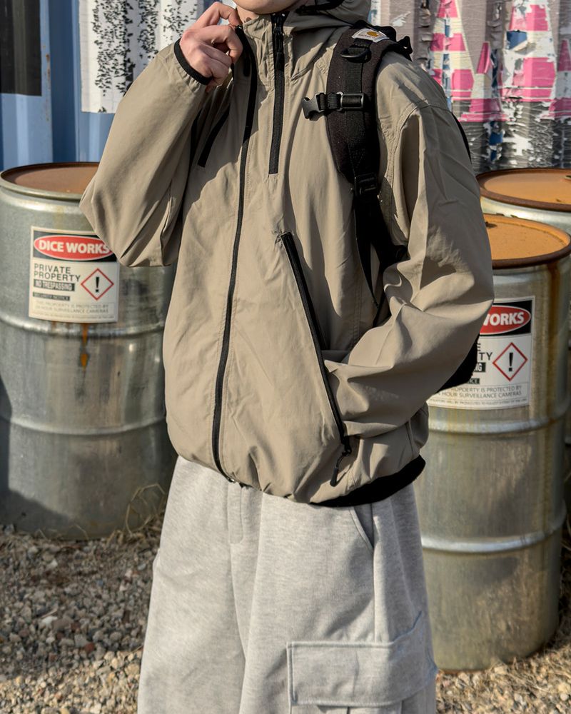 CALVET Zip-Up Hooded Windbreaker