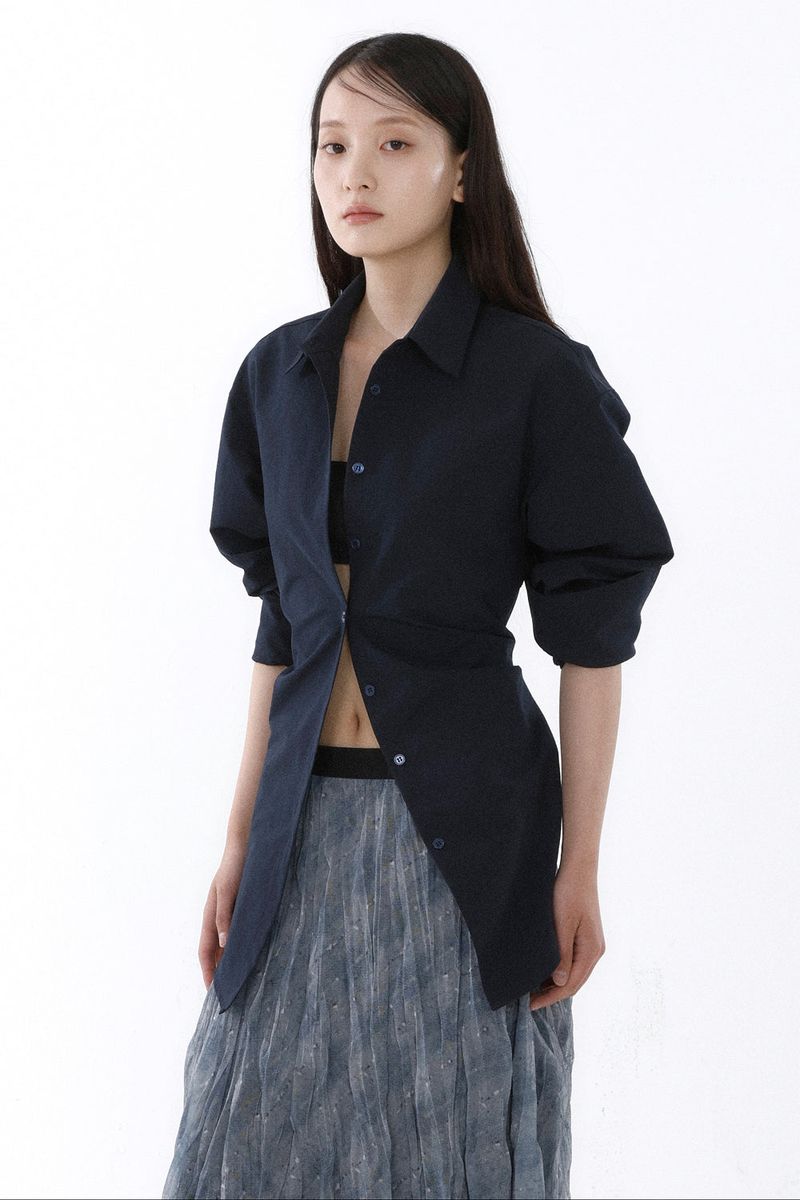 BACKLESS SHIRT_NAVY