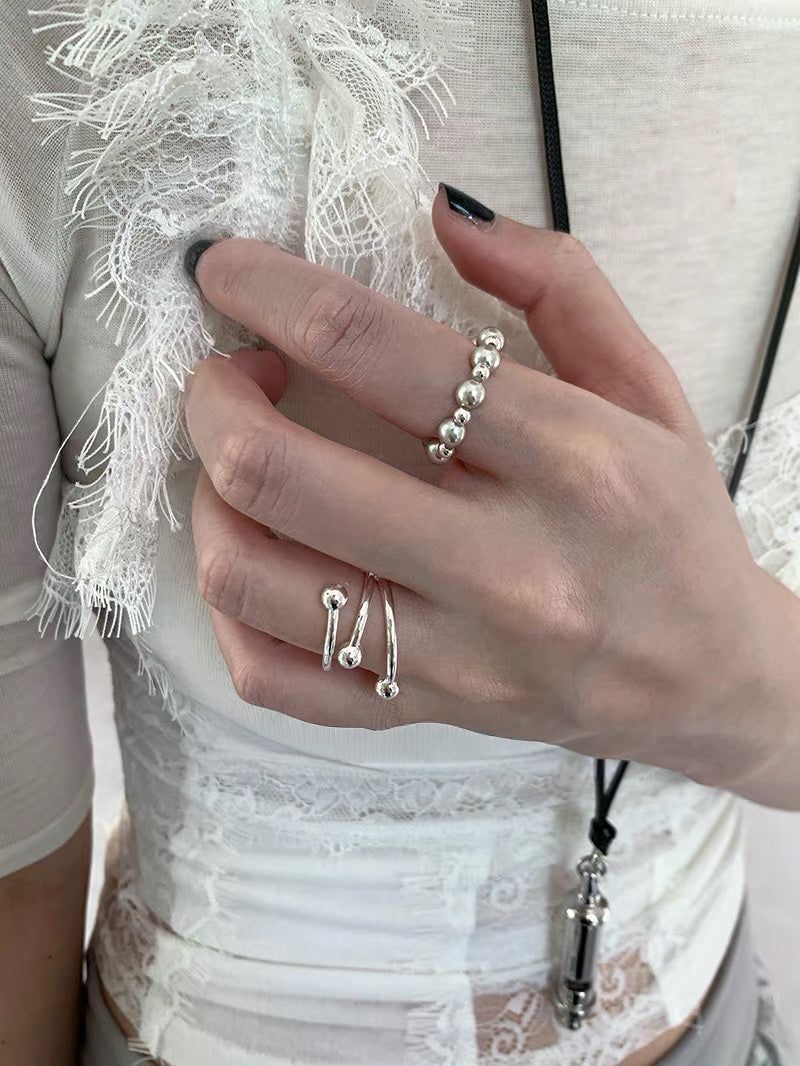 3silver balls silver ring(1pcs)