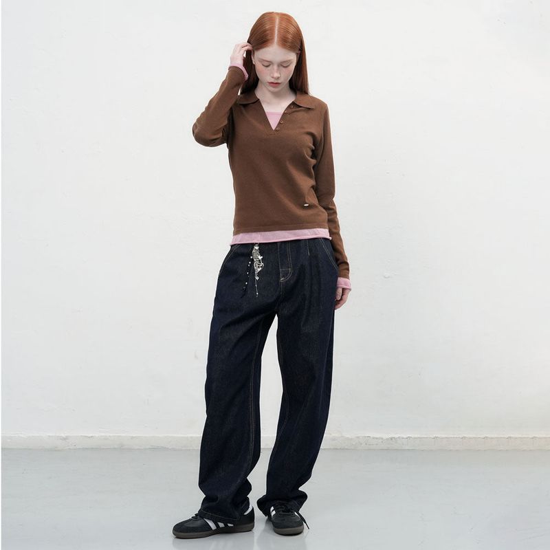 GENERAL IDEA（ジェネラルアイディア）の「レイヤードシースルーVネックニット [BROWN]（Tops）」