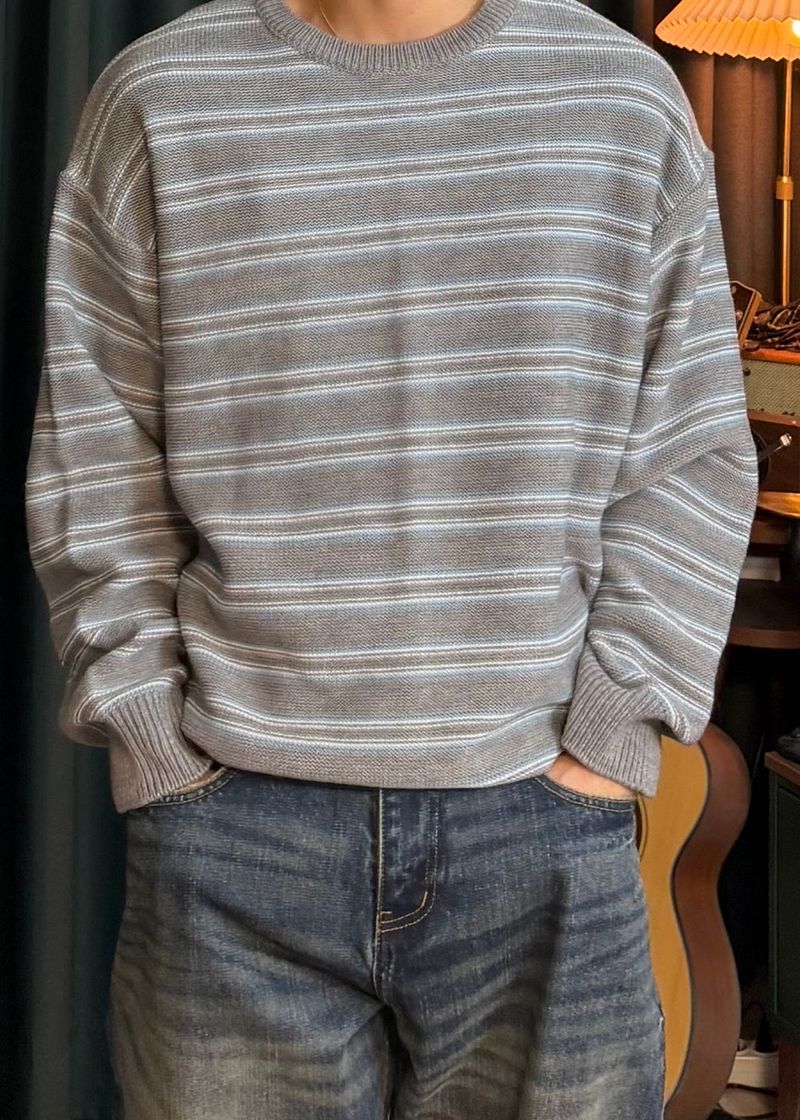 Reverse stripe knit 2COLOR