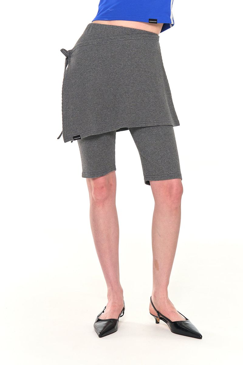 BIKER LAP SKIRT SHORTS (CHARCOAL)