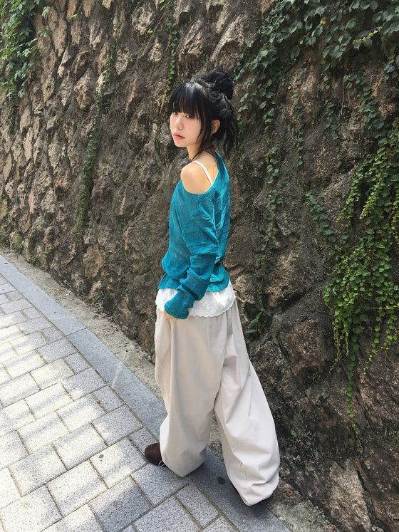 26SS★ [BAONHAUS] Pokity Cut Balloon Wide Pants