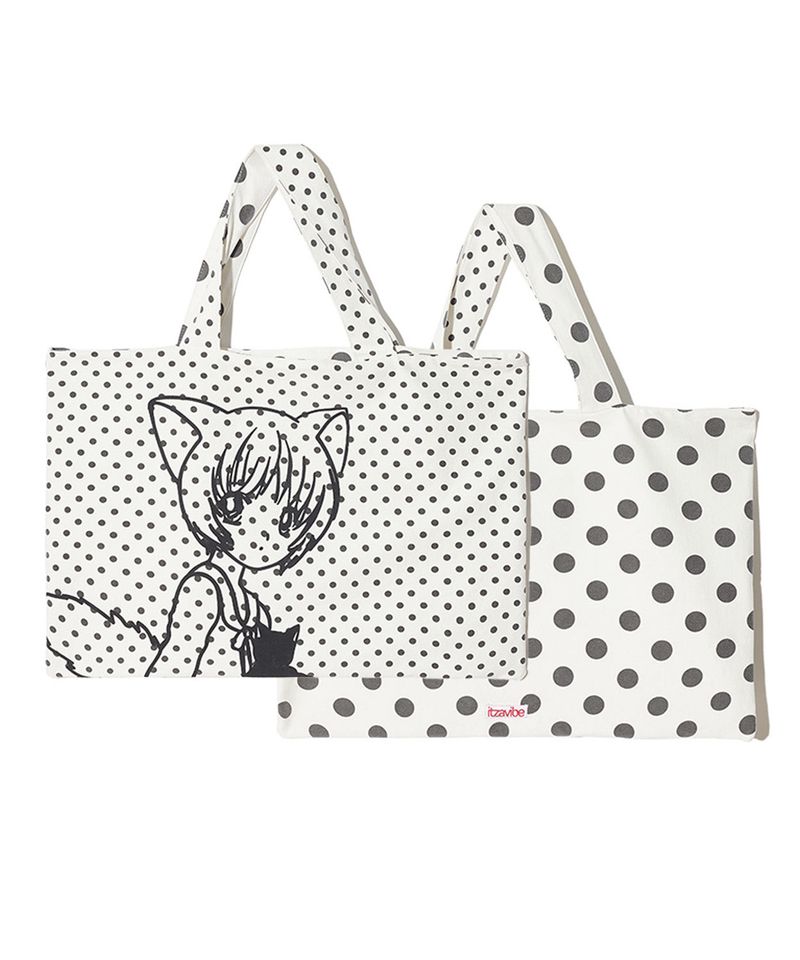 ITZAVIBE（イッザバイブ）の「キャットガールドットリバーシブルバッグ（バッグ）」