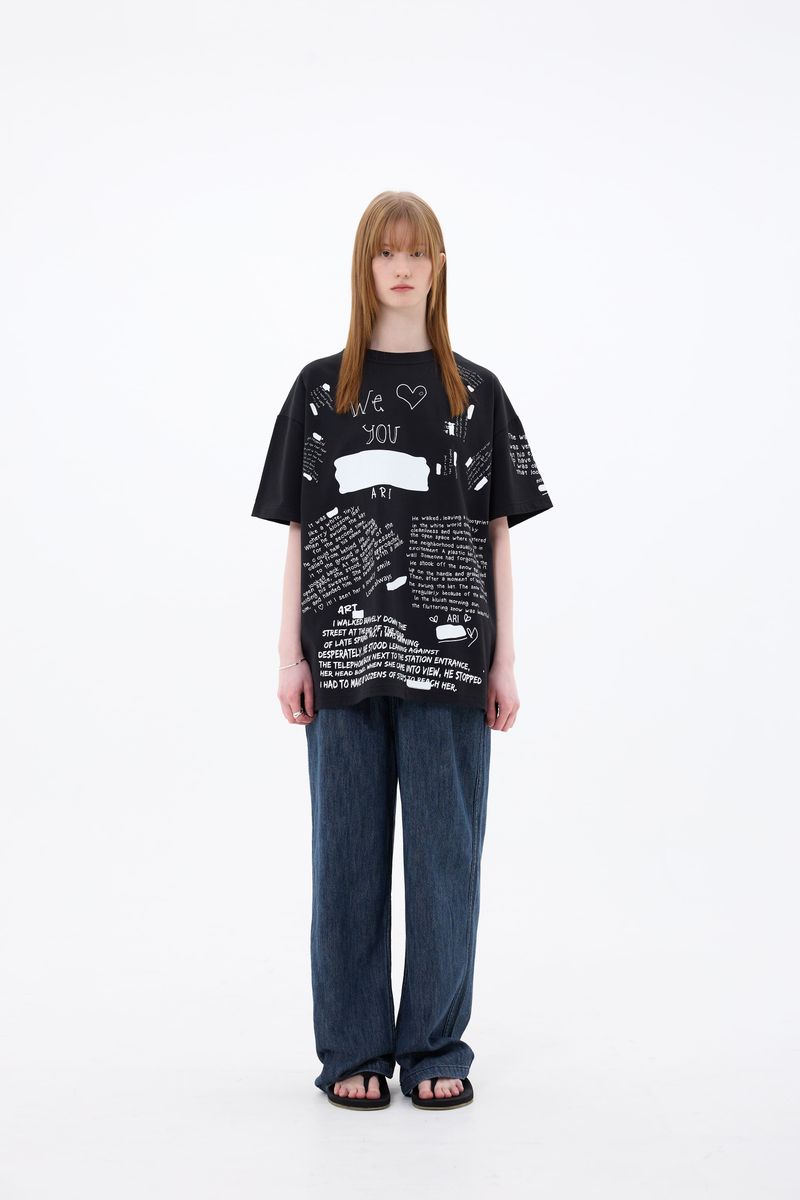 ARIKIM（アリキム）の「SCRIBBLE T-SHIRT / BLACK（Tops）」