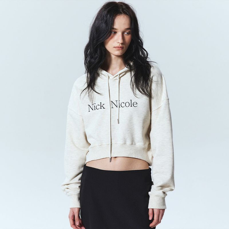 NICOLE LOGO CROP HOODY_NAVY